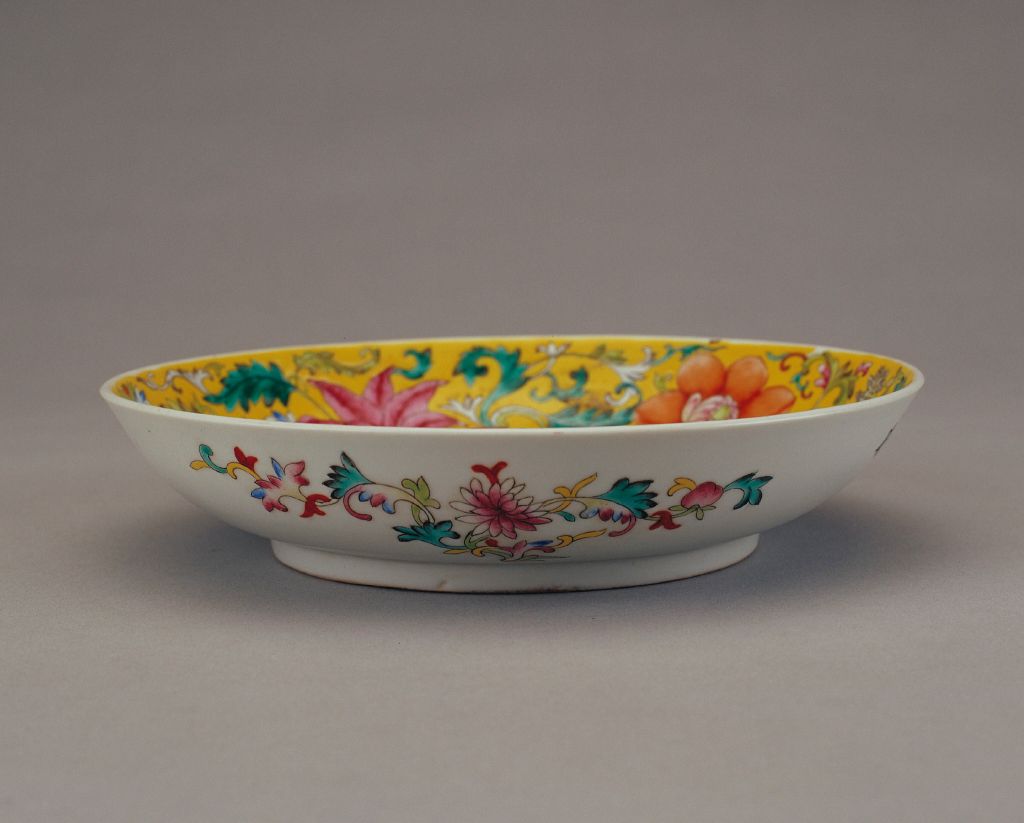 图片[2]-Yellow ground pastel flower plate-China Archive